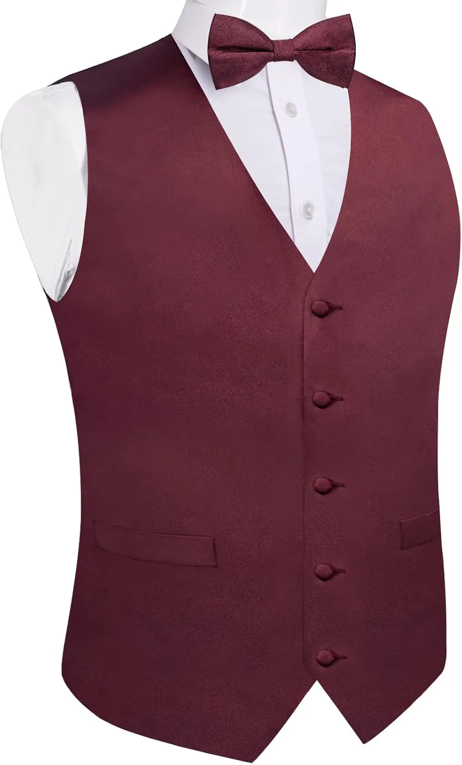 DiBanGu Suit Vest for Men Vest Set with Tie Bowtie Tie Clip Pocket Square Cufflinks 6Pcs Waistcoat