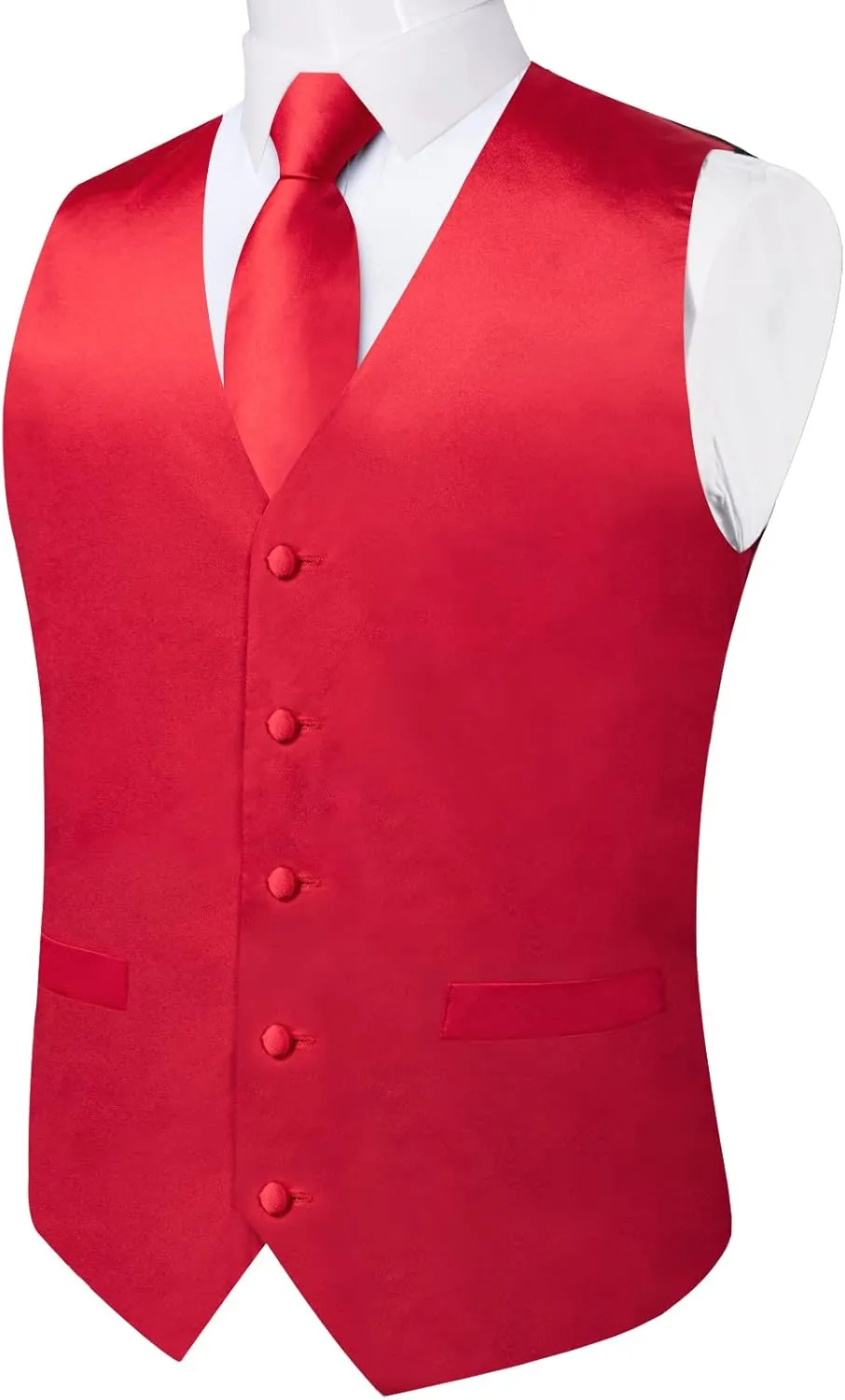 DiBanGu Suit Vest for Men Vest Set with Tie Bowtie Tie Clip Pocket Square Cufflinks 6Pcs Waistcoat