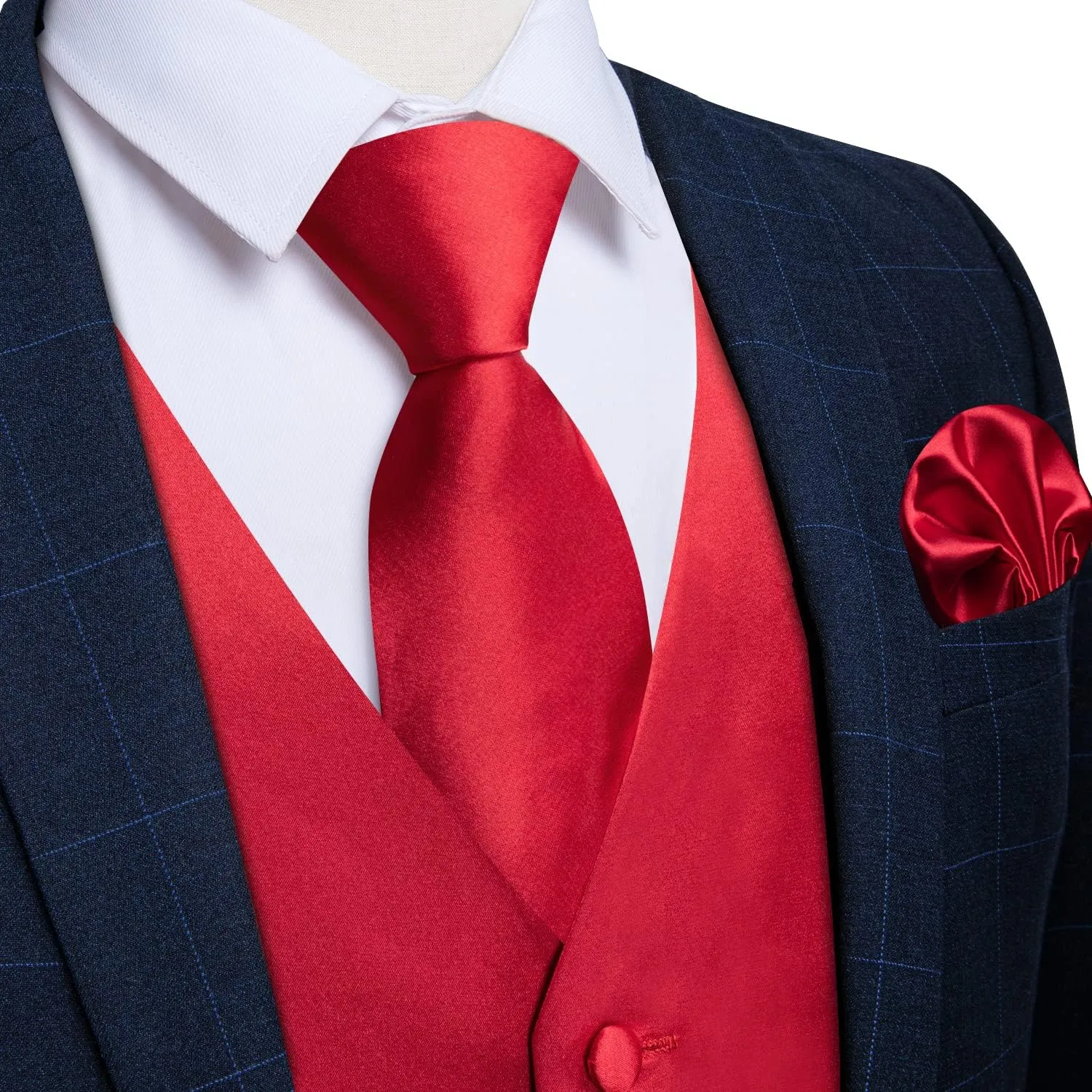 DiBanGu Suit Vest for Men Vest Set with Tie Bowtie Tie Clip Pocket Square Cufflinks 6Pcs Waistcoat