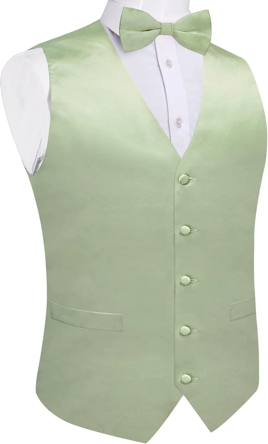 DiBanGu Suit Vest for Men Vest Set with Tie Bowtie Tie Clip Pocket Square Cufflinks 6Pcs Waistcoat