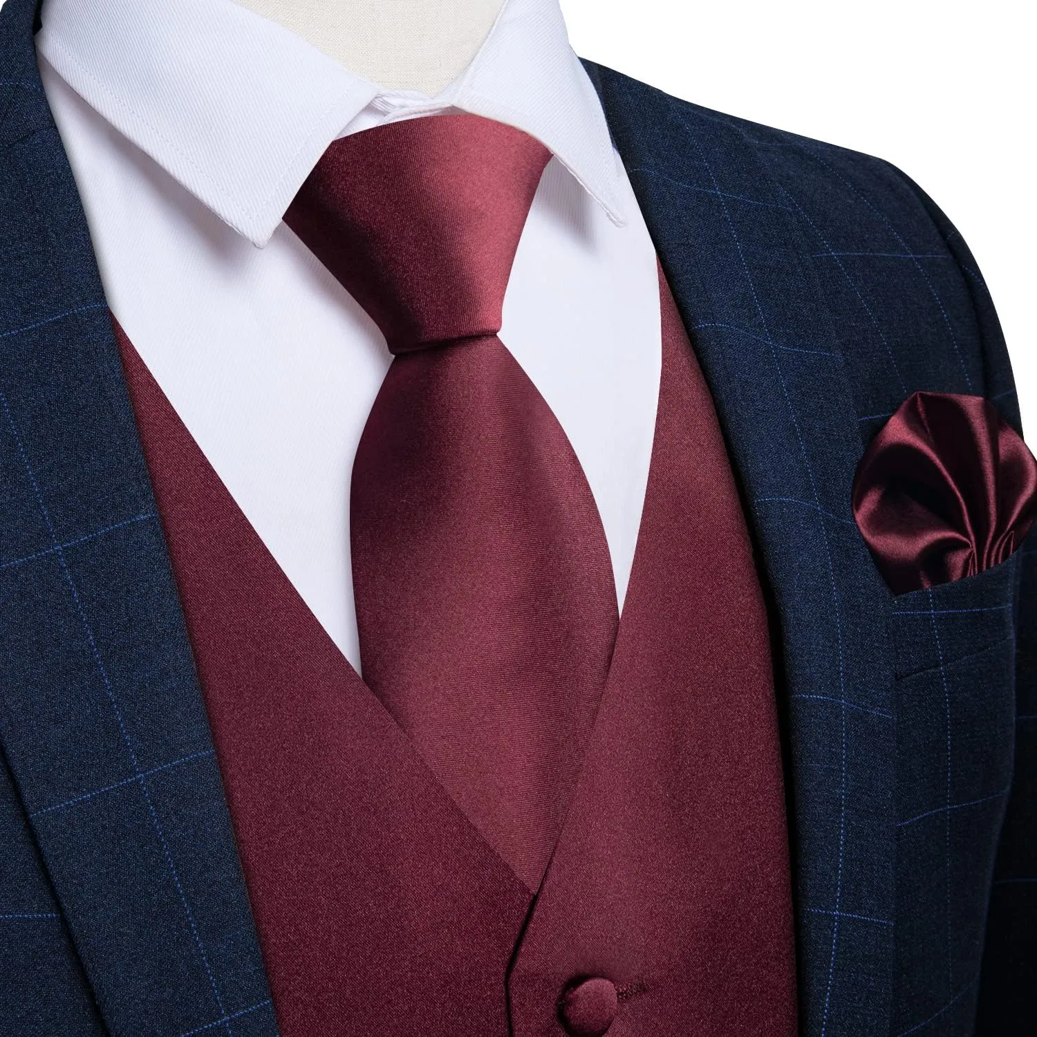 DiBanGu Suit Vest for Men Vest Set with Tie Bowtie Tie Clip Pocket Square Cufflinks 6Pcs Waistcoat