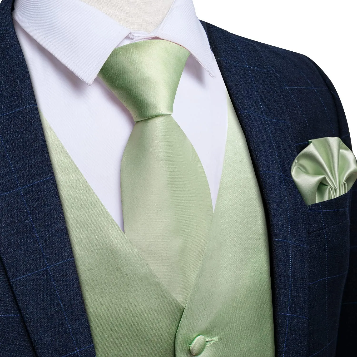 DiBanGu Suit Vest for Men Vest Set with Tie Bowtie Tie Clip Pocket Square Cufflinks 6Pcs Waistcoat