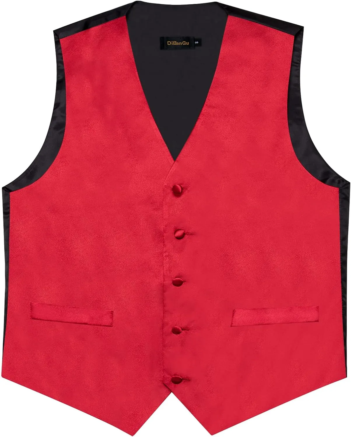 DiBanGu Suit Vest for Men Vest Set with Tie Bowtie Tie Clip Pocket Square Cufflinks 6Pcs Waistcoat