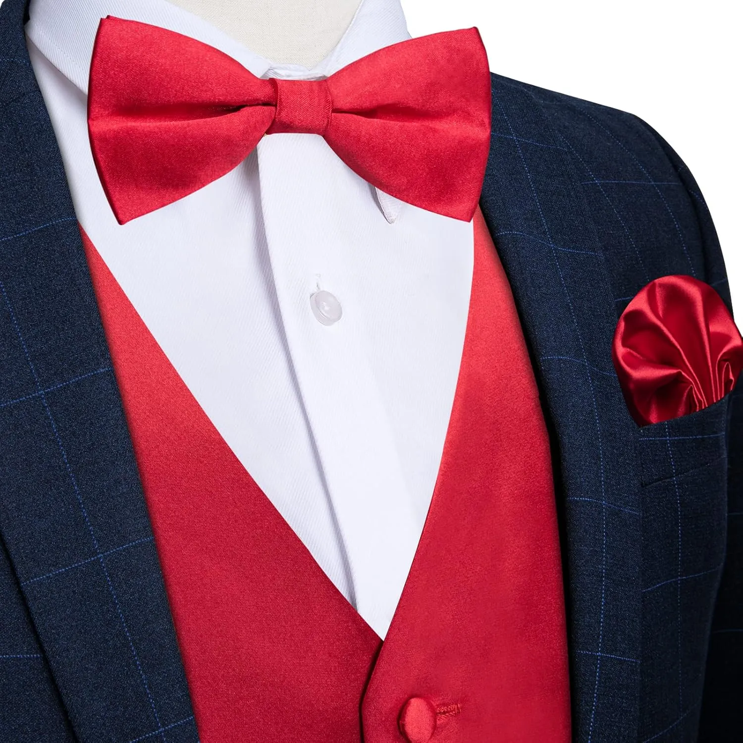 DiBanGu Suit Vest for Men Vest Set with Tie Bowtie Tie Clip Pocket Square Cufflinks 6Pcs Waistcoat