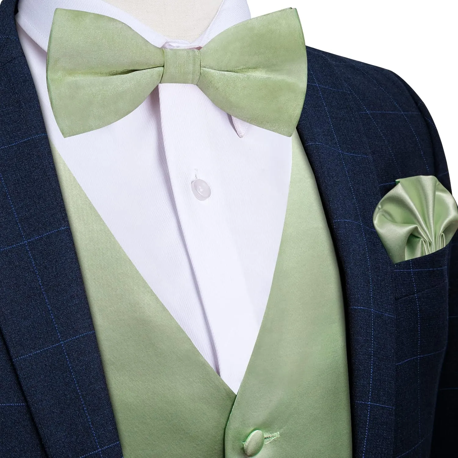 DiBanGu Suit Vest for Men Vest Set with Tie Bowtie Tie Clip Pocket Square Cufflinks 6Pcs Waistcoat