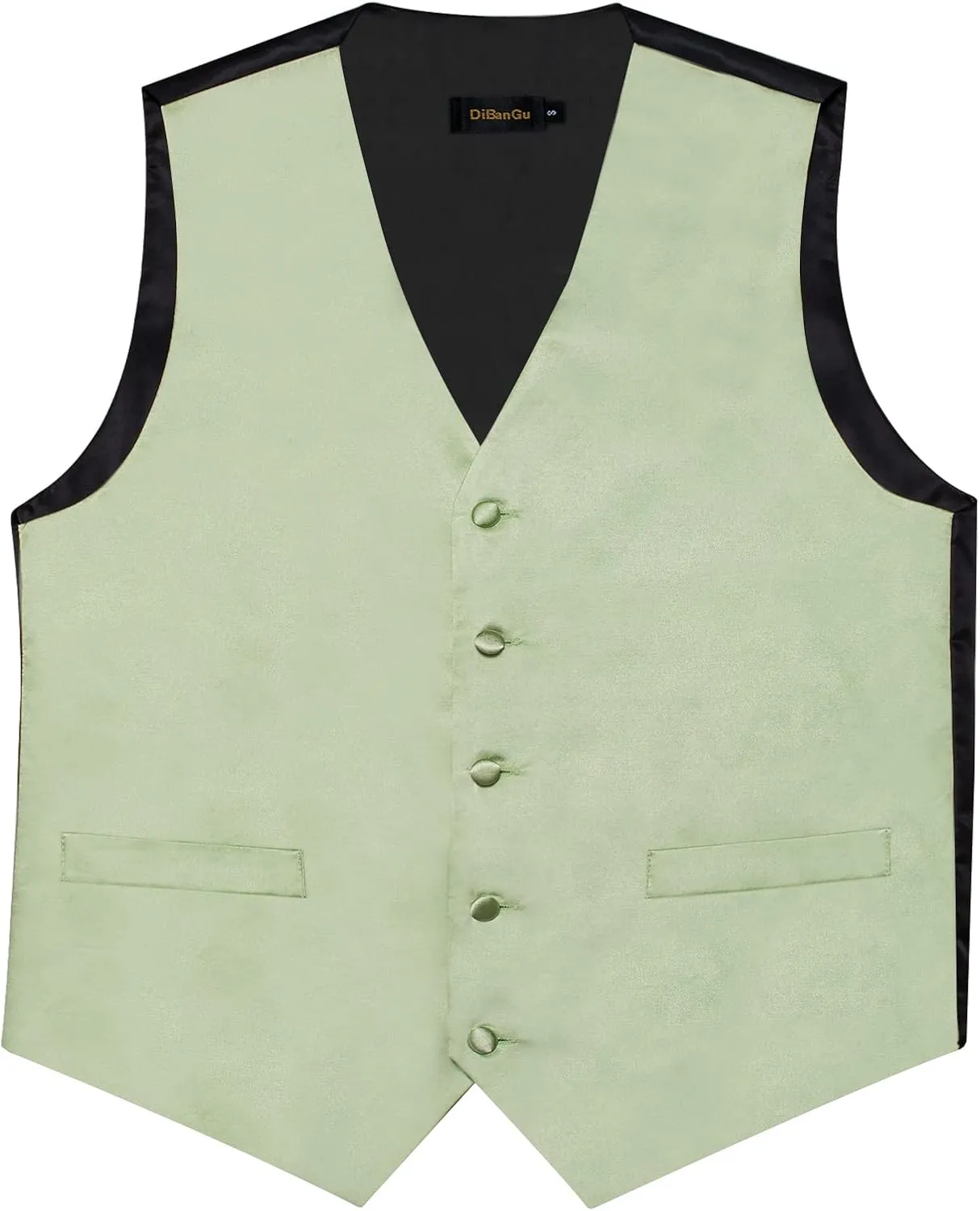 DiBanGu Suit Vest for Men Vest Set with Tie Bowtie Tie Clip Pocket Square Cufflinks 6Pcs Waistcoat