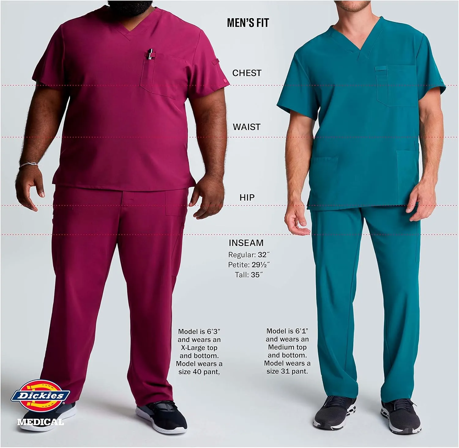 Dickies Scrub Pant for Men Natural Rise Drawstring Bottoms with 6 Pockets and Back Elastic Waistband - DK015