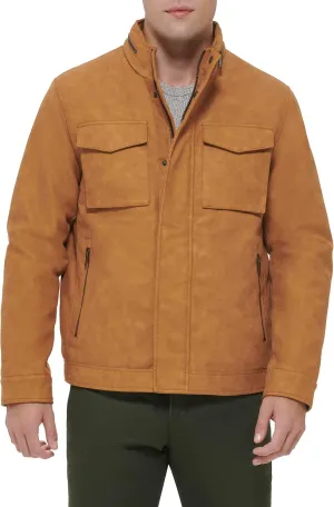 Dockers Men's Faux Leather Military Jacket