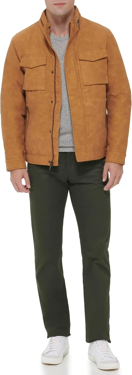 Dockers Men's Faux Leather Military Jacket