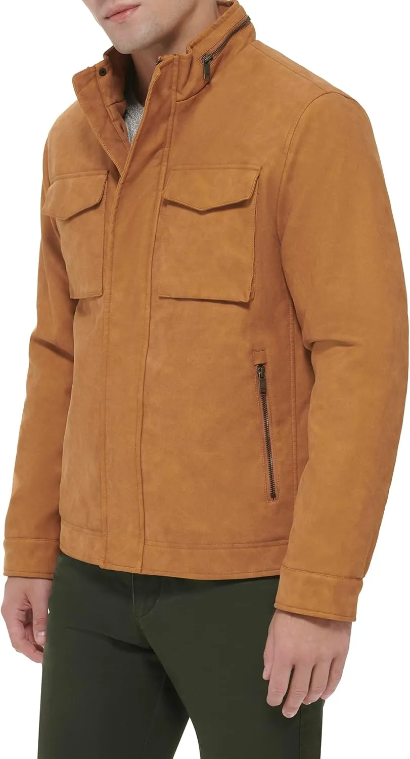 Dockers Men's Faux Leather Military Jacket