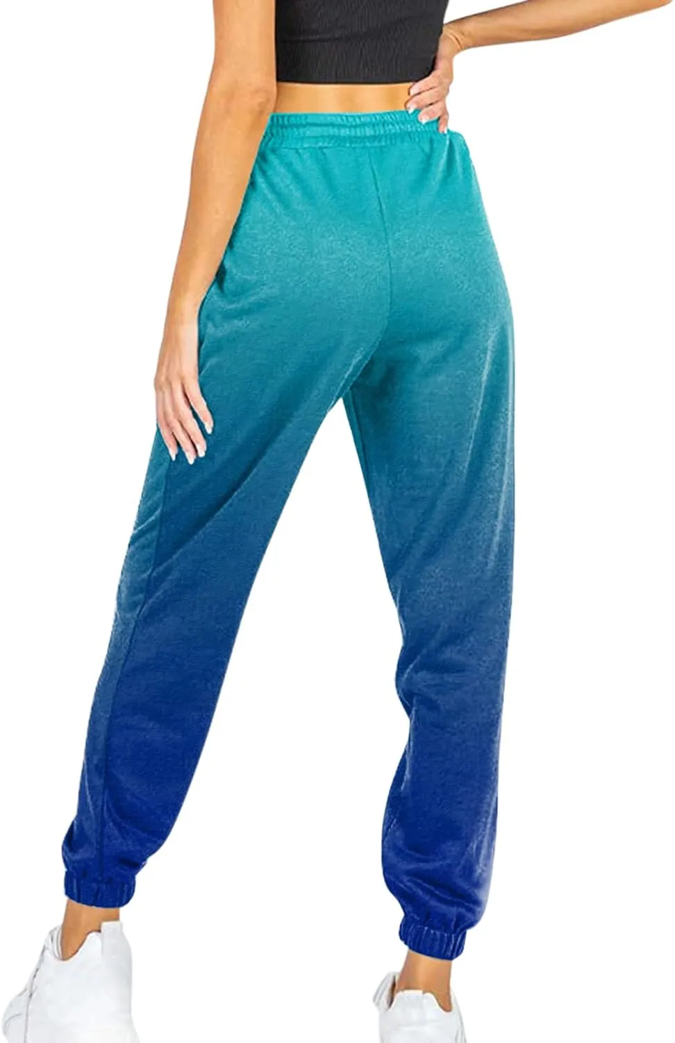 Drawstring Sweatpants for Women with Pockets, Women's Butterfly Sport Pants Elastic Waist Jogger Trousers Plus Size