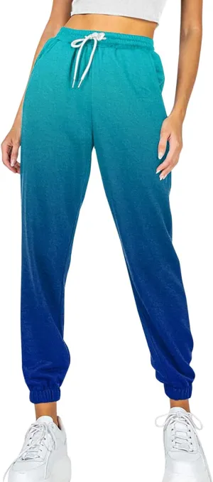 Drawstring Sweatpants for Women with Pockets, Women's Butterfly Sport Pants Elastic Waist Jogger Trousers Plus Size