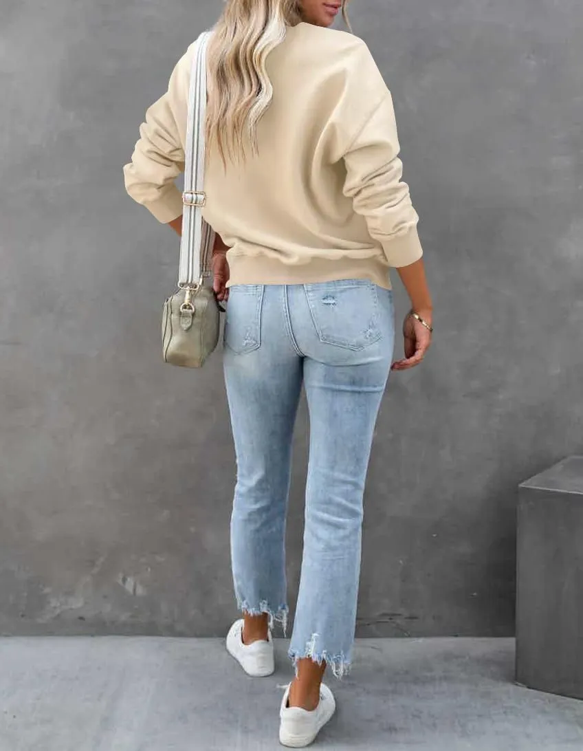 Dressmine Womens Quarter Zip Pullover Casual Long Sleeve Shirts Half Zip Sweatshirt Trendy Clothes