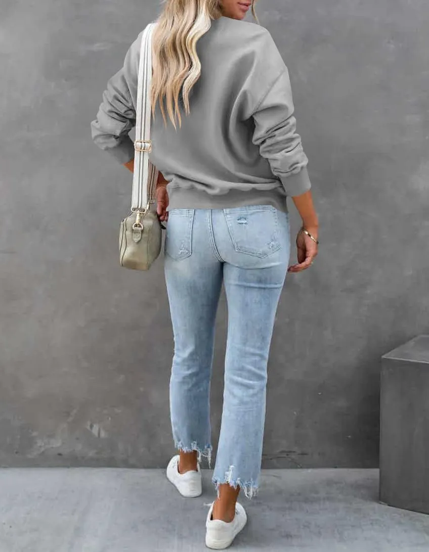 Dressmine Womens Quarter Zip Pullover Casual Long Sleeve Shirts Half Zip Sweatshirt Trendy Clothes