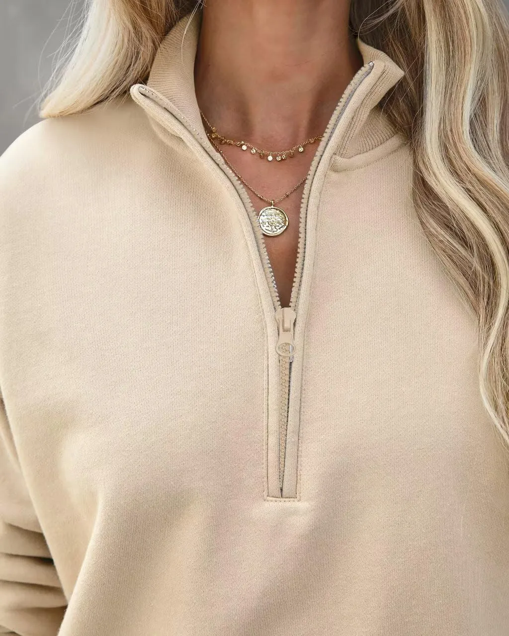 Dressmine Womens Quarter Zip Pullover Casual Long Sleeve Shirts Half Zip Sweatshirt Trendy Clothes