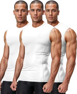 DRSKIN 4, 3, 2 Pack Men's Compression Shirts Sleeveless Tank Top Athletic Sports Workout Running Base Layer Active