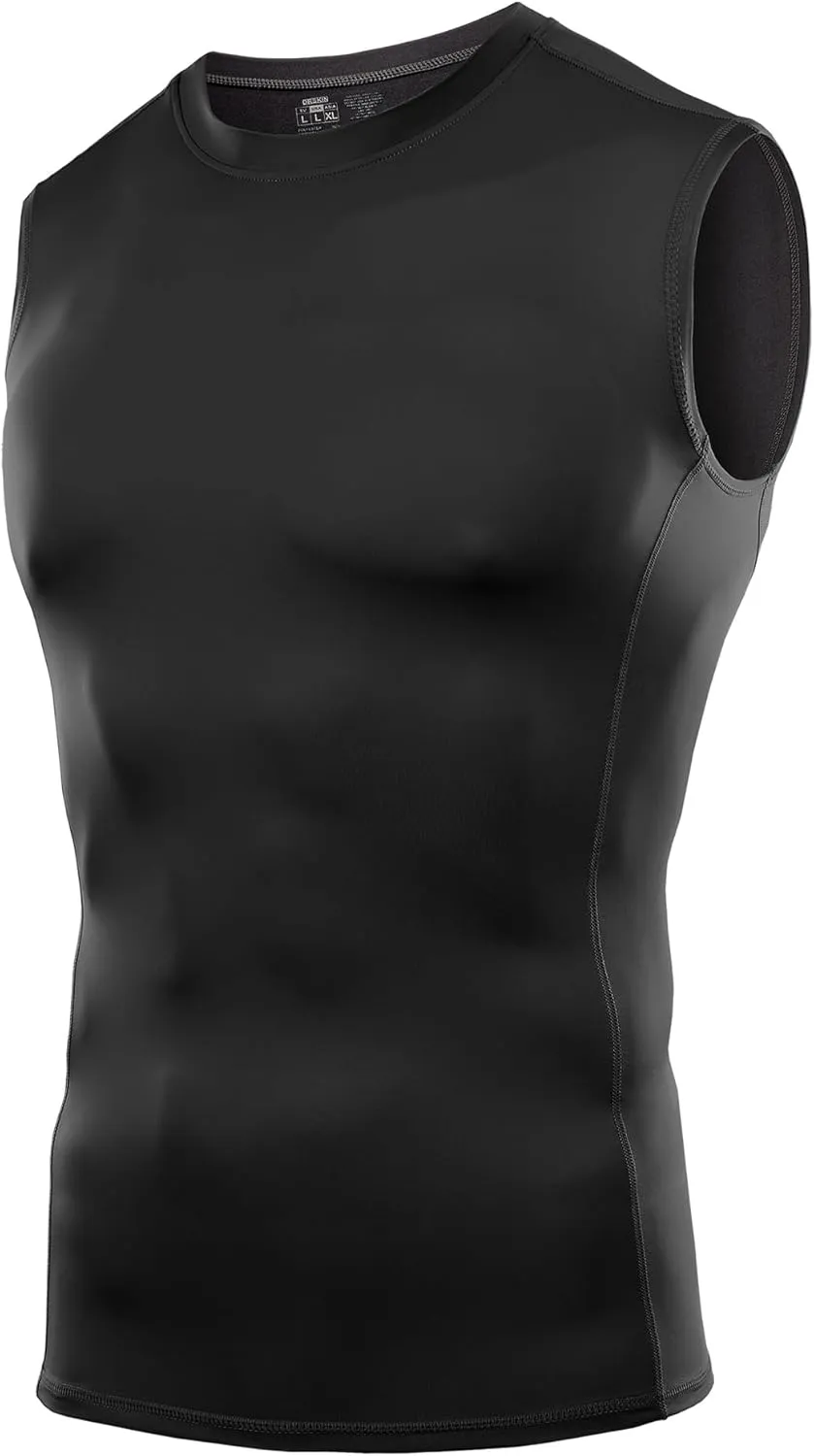 DRSKIN 4, 3, 2 Pack Men's Compression Shirts Sleeveless Tank Top Athletic Sports Workout Running Base Layer Active