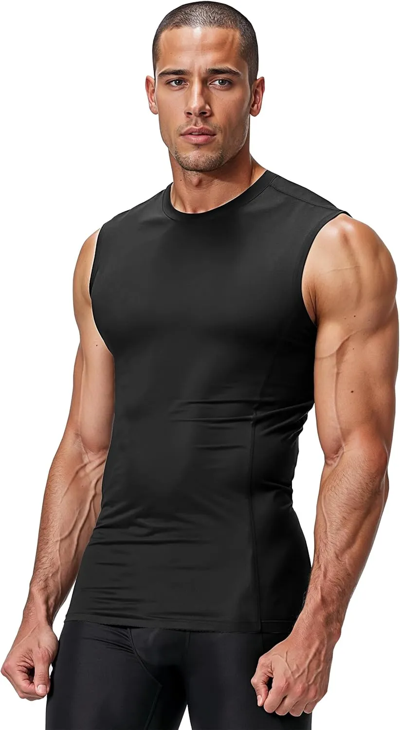 DRSKIN 4, 3, 2 Pack Men's Compression Shirts Sleeveless Tank Top Athletic Sports Workout Running Base Layer Active