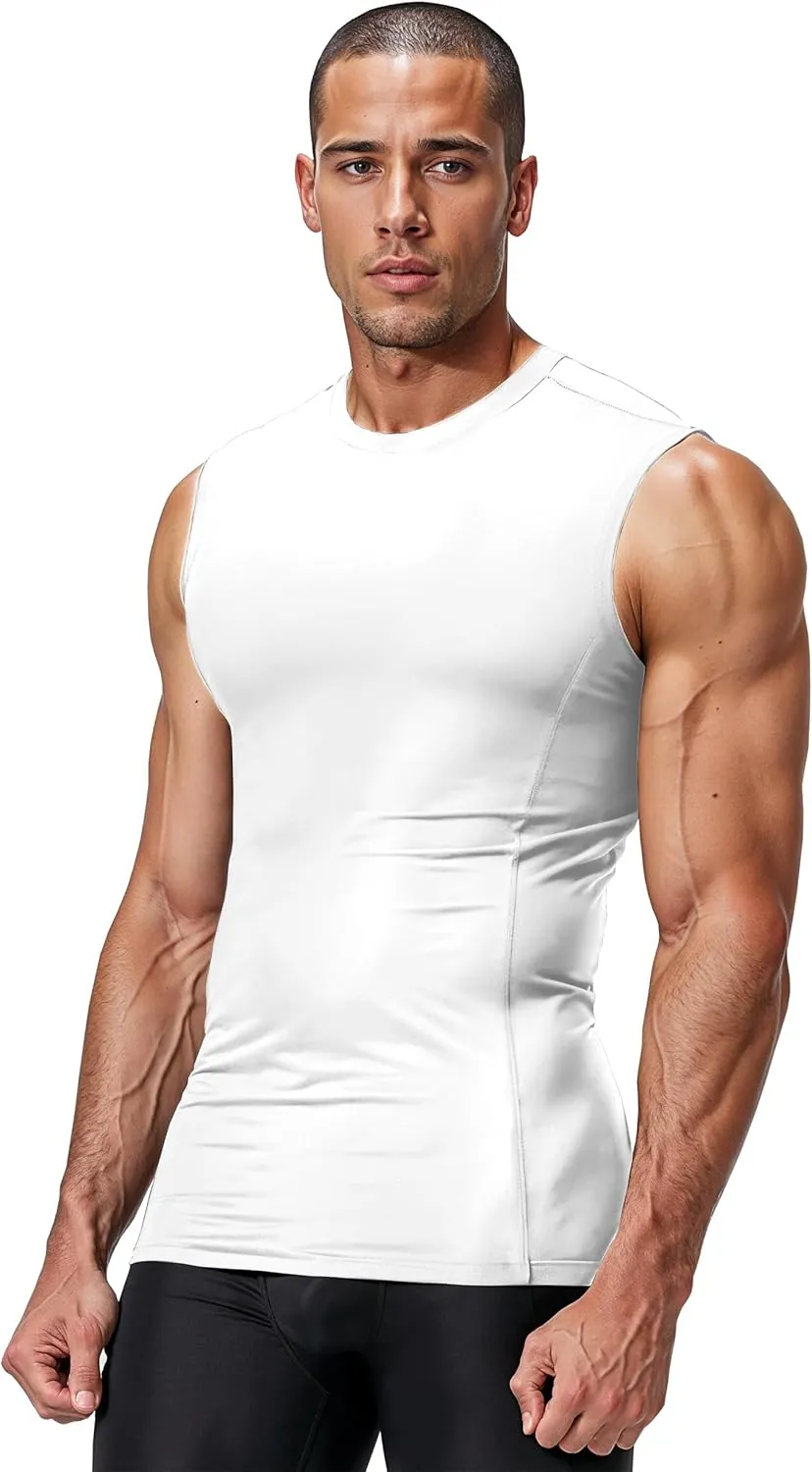 DRSKIN 4, 3, 2 Pack Men's Compression Shirts Sleeveless Tank Top Athletic Sports Workout Running Base Layer Active
