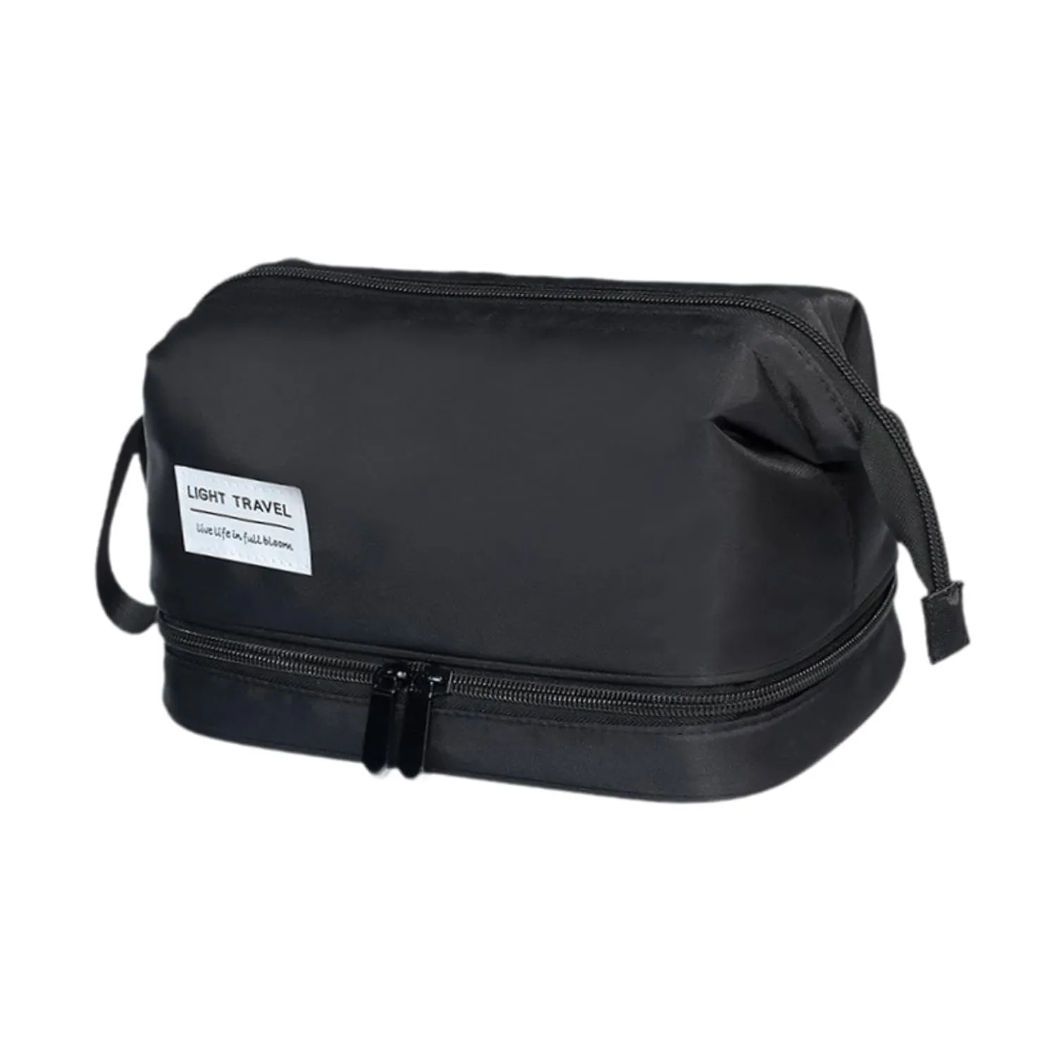 Dry Wet Separate Travel Toiletry Bag Compartment Cosmetics Storage Bag Large Water Resistant Makeup Bag Multifunctional, Black