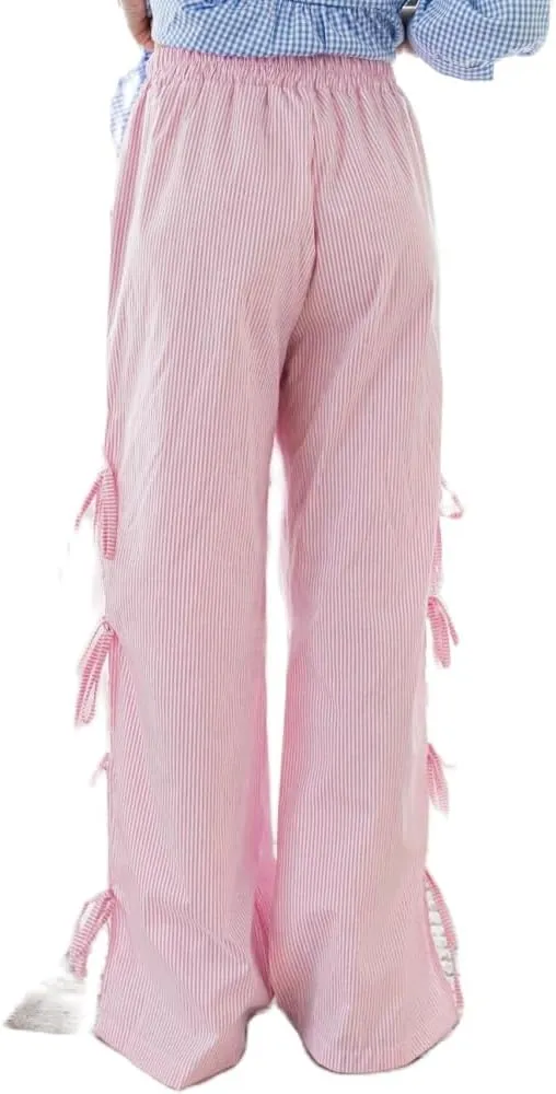 DSORVICD Women Y2k Striped Lounge Pants Casual Drawstring Elastic Waist Wide Leg Pajamas Pants Loose Fit Going Out Trousers