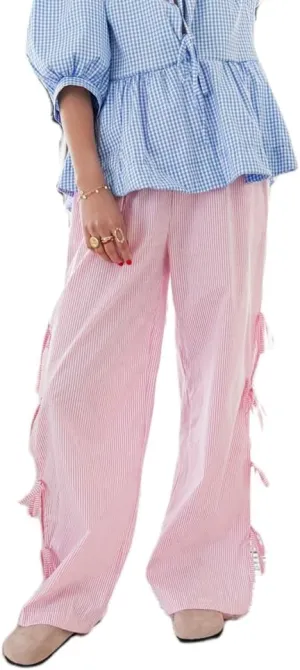 DSORVICD Women Y2k Striped Lounge Pants Casual Drawstring Elastic Waist Wide Leg Pajamas Pants Loose Fit Going Out Trousers