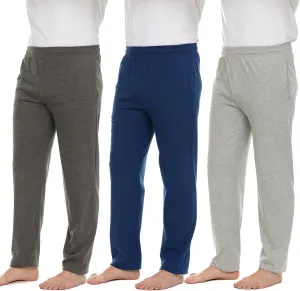 Essential Elements Men's 100% Cotton Jersey Active Lounge Sleep Pajama Pants for Men - 3 Pack