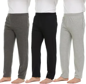 Essential Elements Men's 100% Cotton Jersey Active Lounge Sleep Pajama Pants for Men - 3 Pack