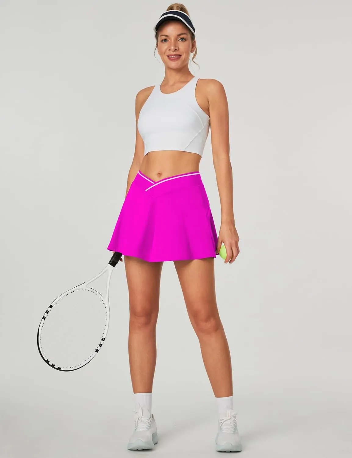 Ewedoos Women's Athletic Skirt Cross Waist Tennis Skirt with Pockets Linner Skorts Tennis Skirts Golf Pickleball Casual