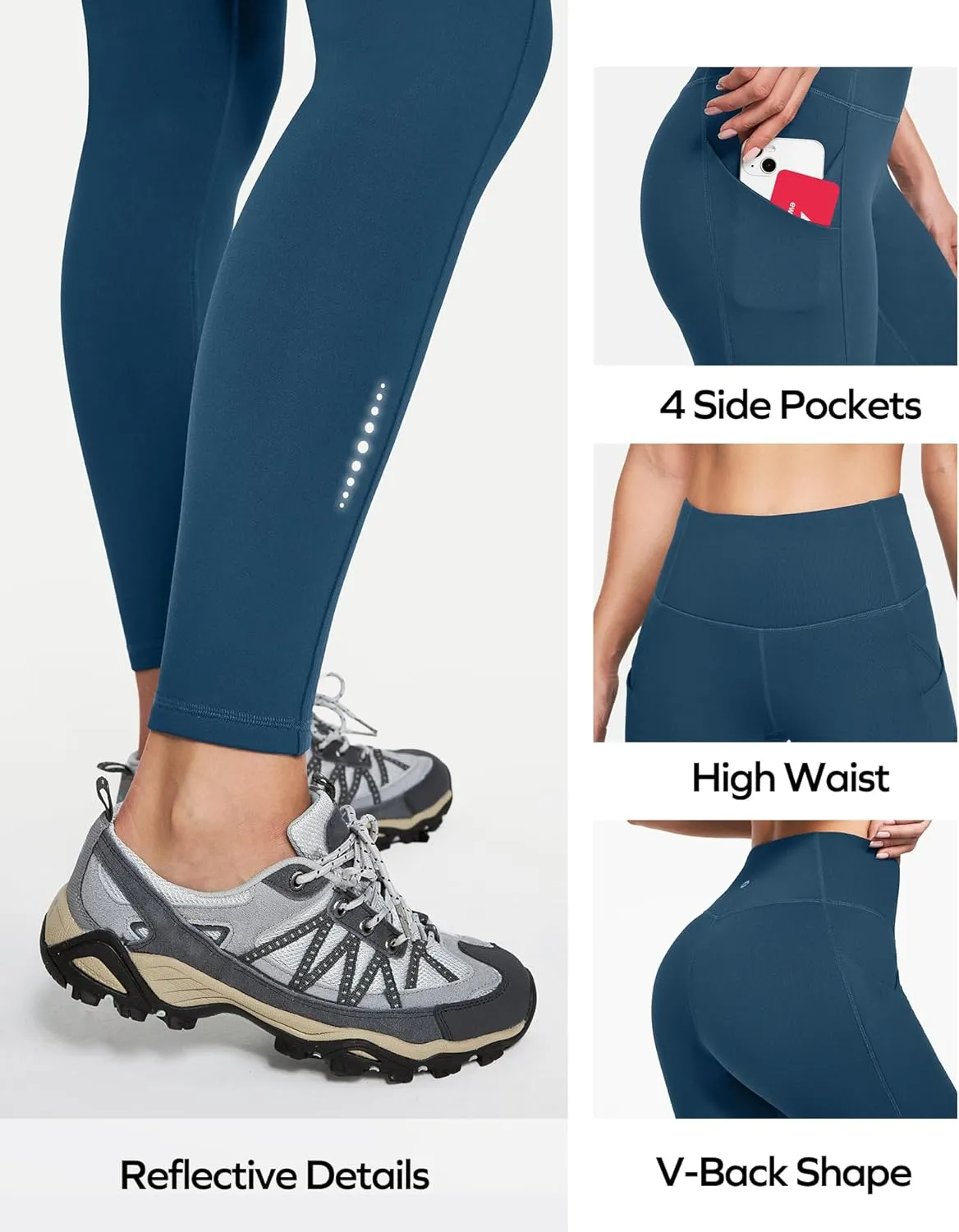 Ewedoos Womens Fleece Lined Leggings Water-Resistant Thermal Winter Fleece Leggings for Women with Pockets Ski Hiking