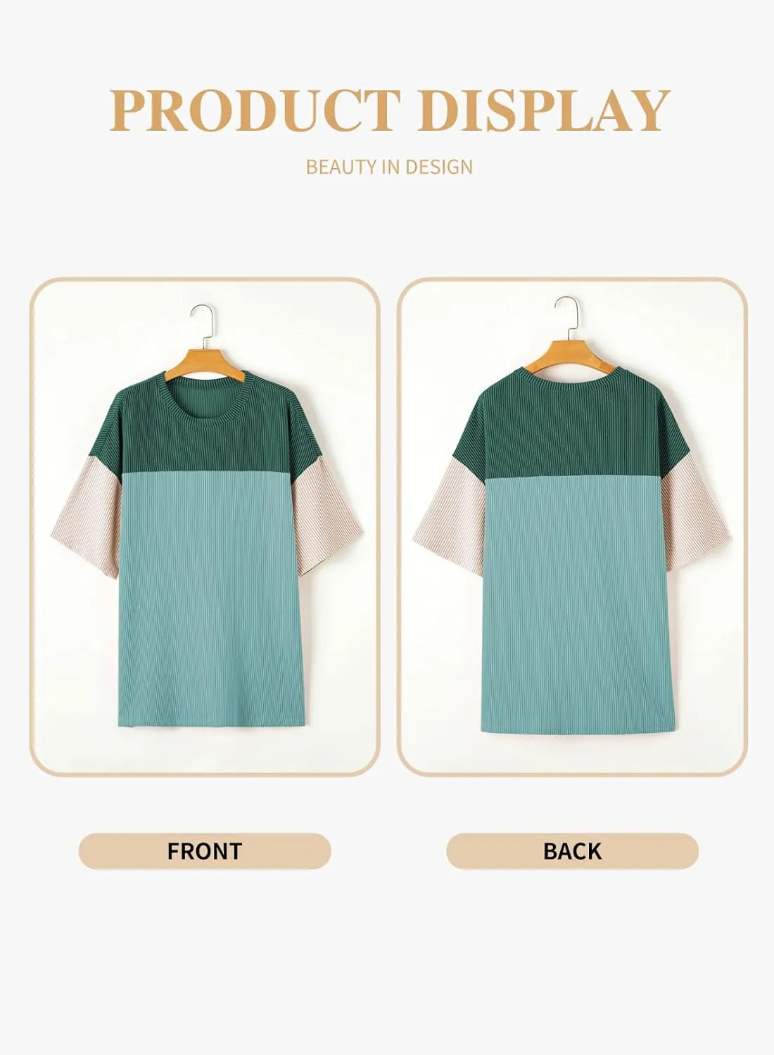 Eytino Womens Plus Size Tunic Tops Crewneck Short Sleeve Color Block Pullover Shirts (1X-5X)