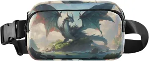 Fanny Pack Dragon on Island Print Water Resistant Waist Pack Zipper Closure for Women Men 85.31.6 IN