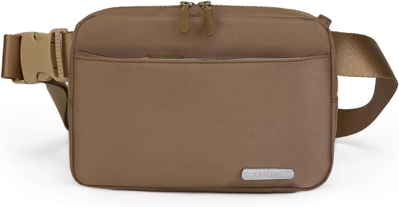 Fanny Pack for Women Man, Fashion Water Resistant Waist Packs, Crossbody Belt Bag with Adjustable Strap, Khaki