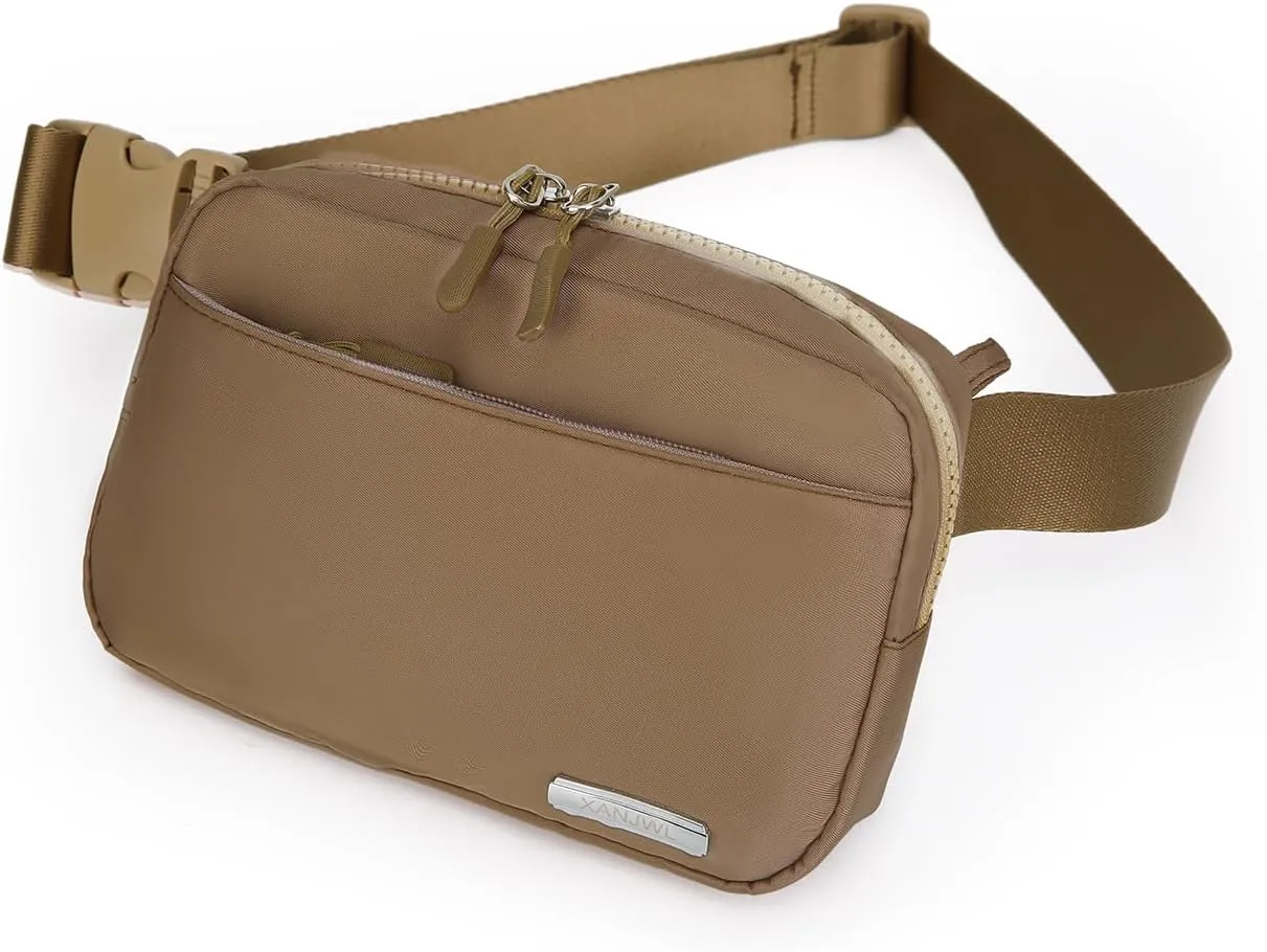 Fanny Pack for Women Man, Fashion Water Resistant Waist Packs, Crossbody Belt Bag with Adjustable Strap, Khaki