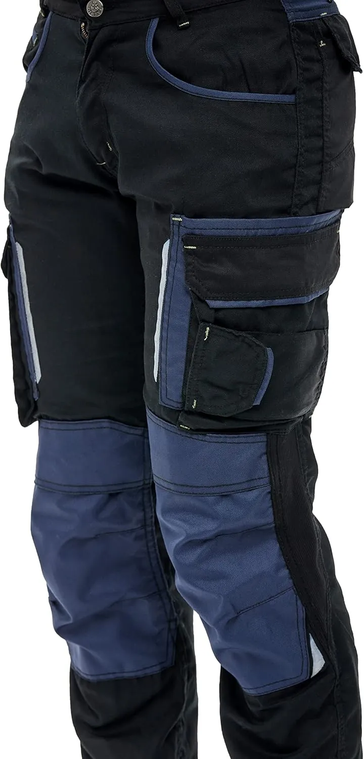 FASHIO FF Mens Construction Pants Utility Work Heavy Duty Workwear Trousers Carpenter Knee Reinforcement Cordura Safety Pants