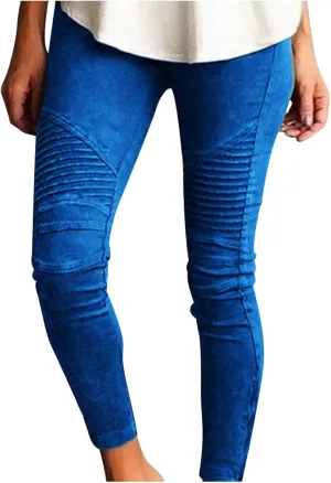 Fashion Women Skinny Pants High Waist Stretch Pencil Trousers Slim Ruched Zipper Work Pant Plus Size Casual Solid Pants
