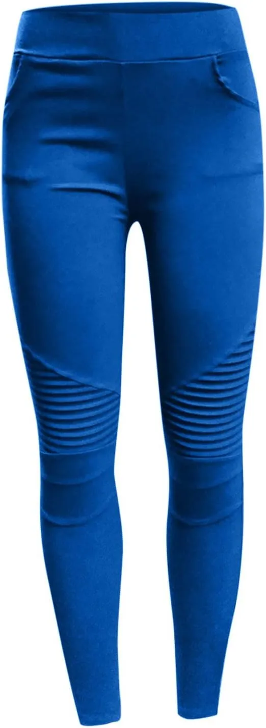 Fashion Women Skinny Pants High Waist Stretch Pencil Trousers Slim Ruched Zipper Work Pant Plus Size Casual Solid Pants