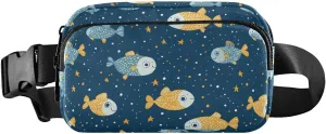 Fishes Stars Fanny Pack Water Resistant, Women Men Waist Pack Sling Bag Purse for Travel Hiking