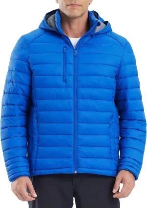 fit space Men's Insulated Synthetic Down Puffer Jacket Winter Warm Coat Quilted Water Resistant Packable Hiking Camping