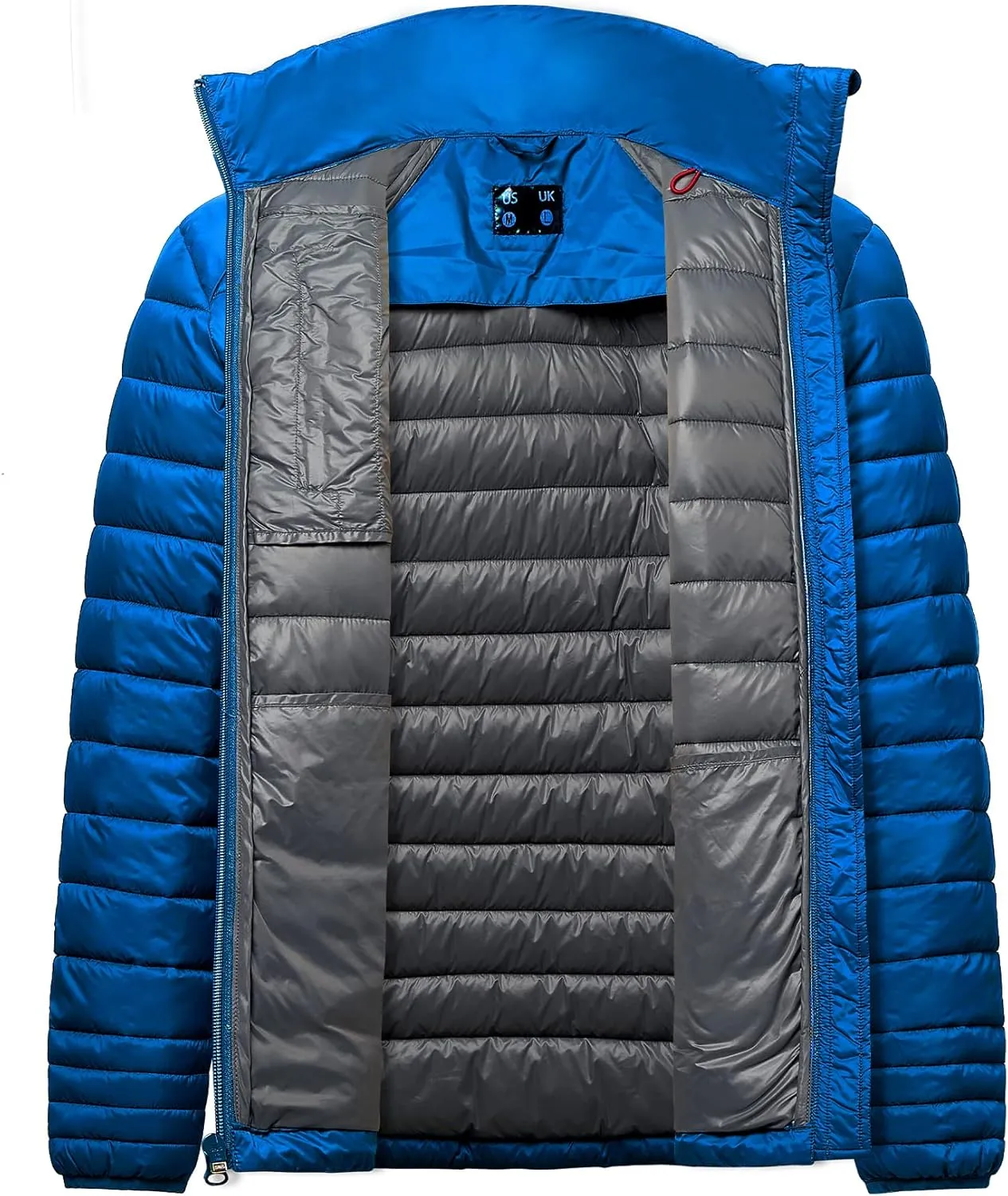 fit space Men's Insulated Synthetic Down Puffer Jacket Winter Warm Coat Quilted Water Resistant Packable Hiking Camping