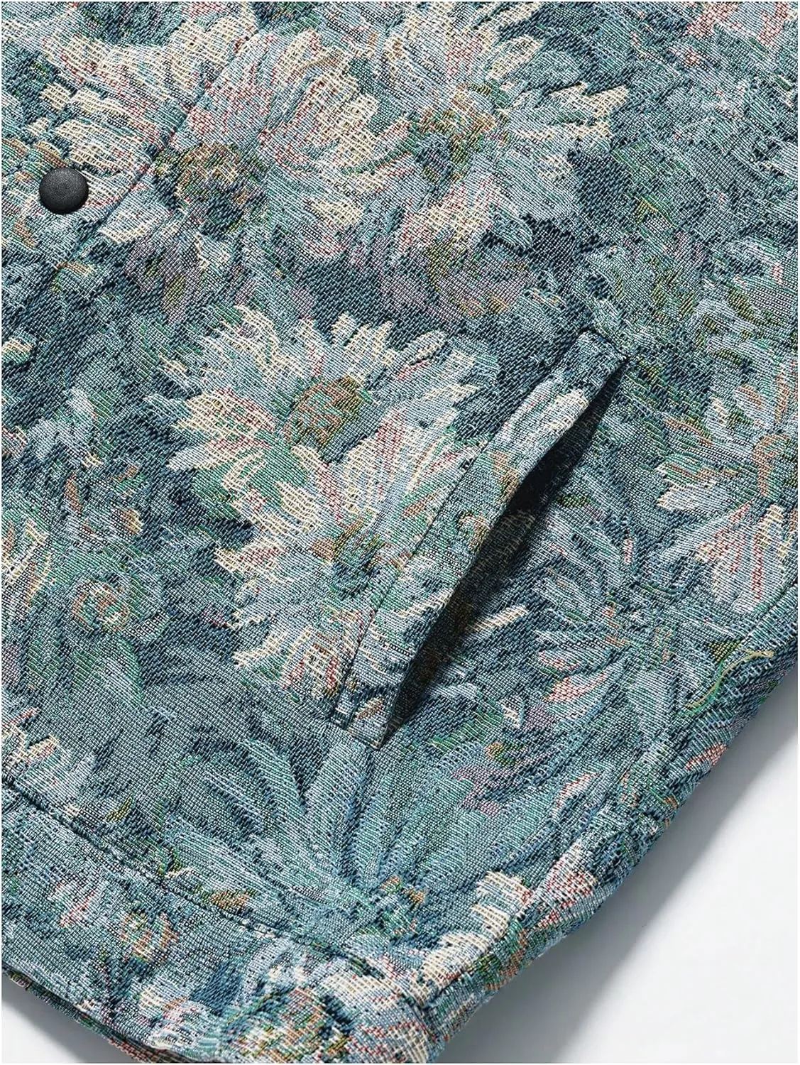 Floerns Men's Floral Jacquard Button Front Going Out Jacket Long Sleeve Shacket Shirts