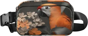 Floral Parrot Fanny Packs for Women Men, Water Resistant Waist Pack Sling Bag Purse for Travel Hiking