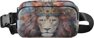 Flower Lion Fanny Pack for Travel Hiking Water Resistant Waist Pack Sling Bag Purse for Women Men