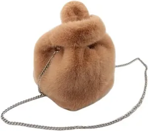 Fluffy Tote Bag Winter Tote Bags For Women Handbags Soft Warm Wrist Bag Chains Mini Clutch Winter Fuzzy Purses