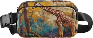 Forest Giraffe Fanny Packs for Women Men, Water Resistant Waist Pack Sling Bag Purse for Travel Hiking