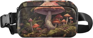 Forest Mushroom Fanny Pack for Travel Hiking Water Resistant Waist Pack Sling Bag Purse for Women Men