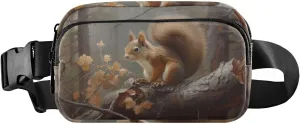 Forest Squirrel Fanny Pack for Travel Hiking Water Resistant Waist Pack Sling Bag Purse for Women Men