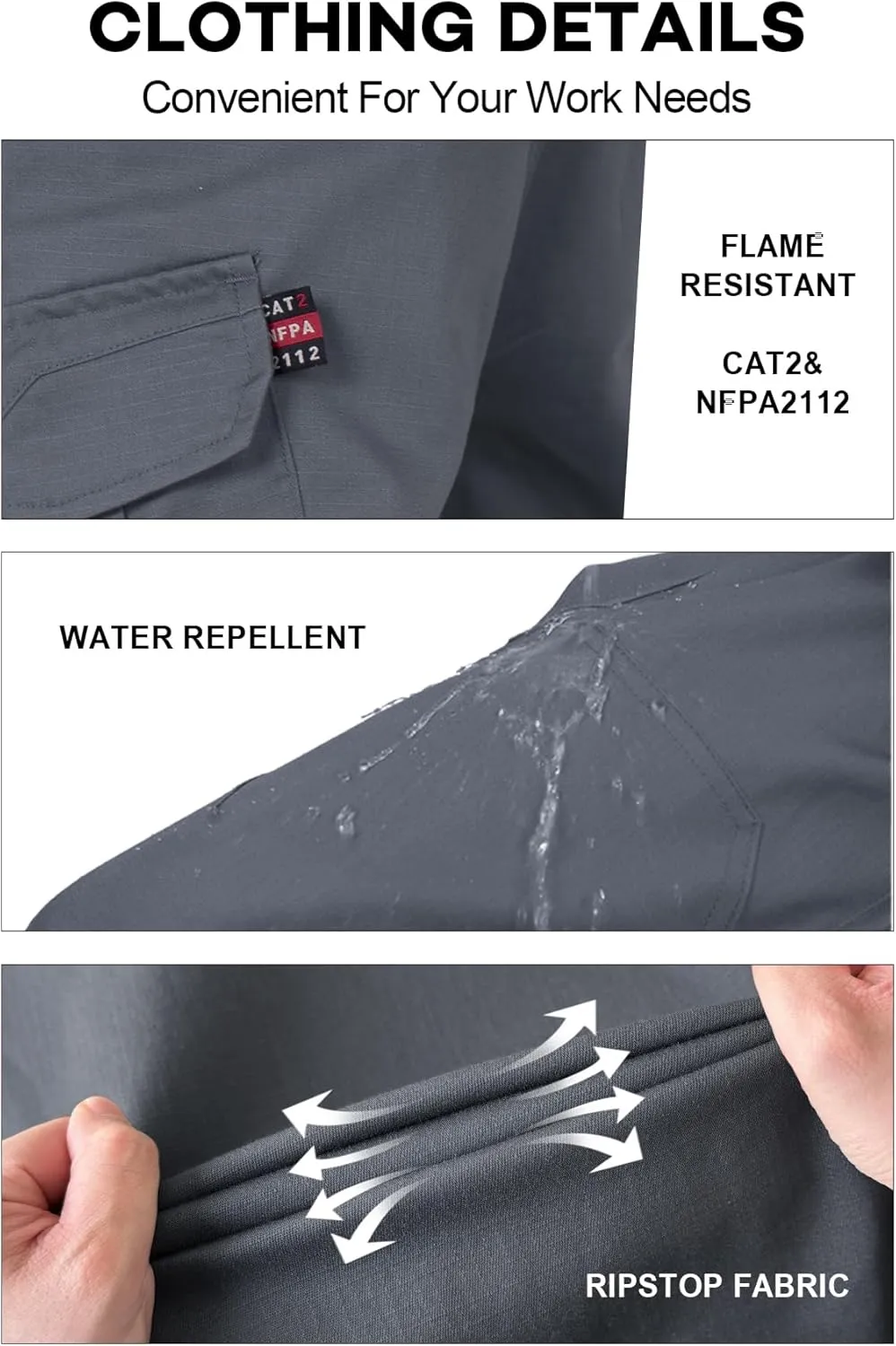 FR Pants for Men Ripstop Flame/Water Resistant Lightweight Cargo Pants Boot Cut CAT2 NFPA2112 Welding Pants