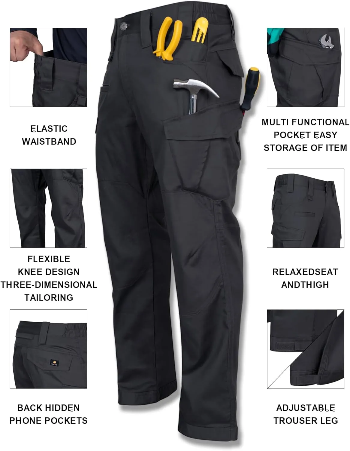 FR Pants for Men Ripstop Flame/Water Resistant Lightweight Cargo Pants Boot Cut CAT2 NFPA2112 Welding Pants