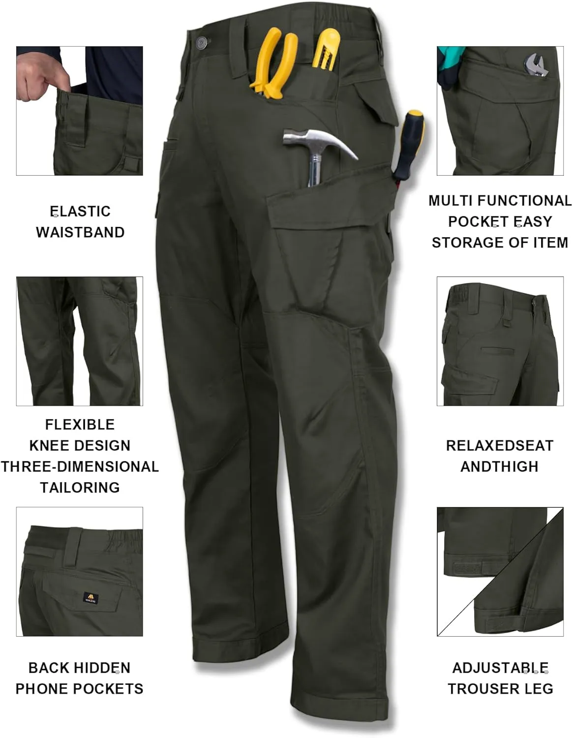 FR Pants for Men Ripstop Flame/Water Resistant Lightweight Cargo Pants Boot Cut CAT2 NFPA2112 Welding Pants